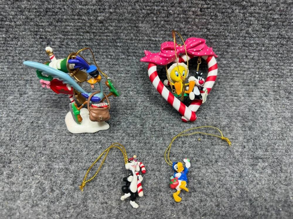 Vintage Warner Bros Looney Tunes Christmas Ornaments Lot Sylvester Tweety